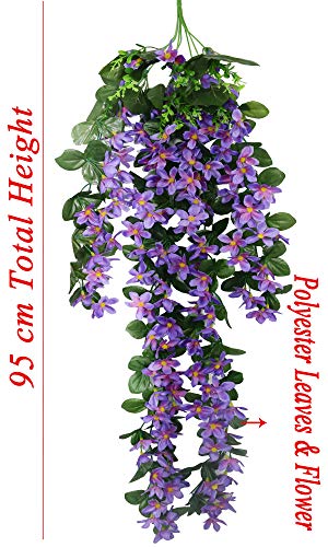 Image of Fourwalls Artificial Plastic and Polyester Orchid Floral Bale (100 cm Tall, Green /Purple)