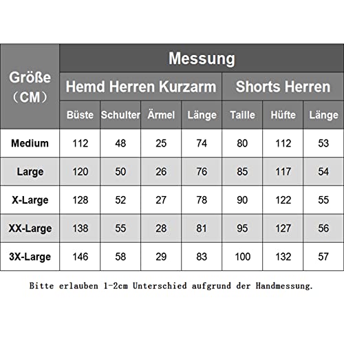 YAOHUOLE Herren 2 Stück Baumwolle Leinen Set Leinen Hemd Und Hose Herren Kurz Weiß 3XL