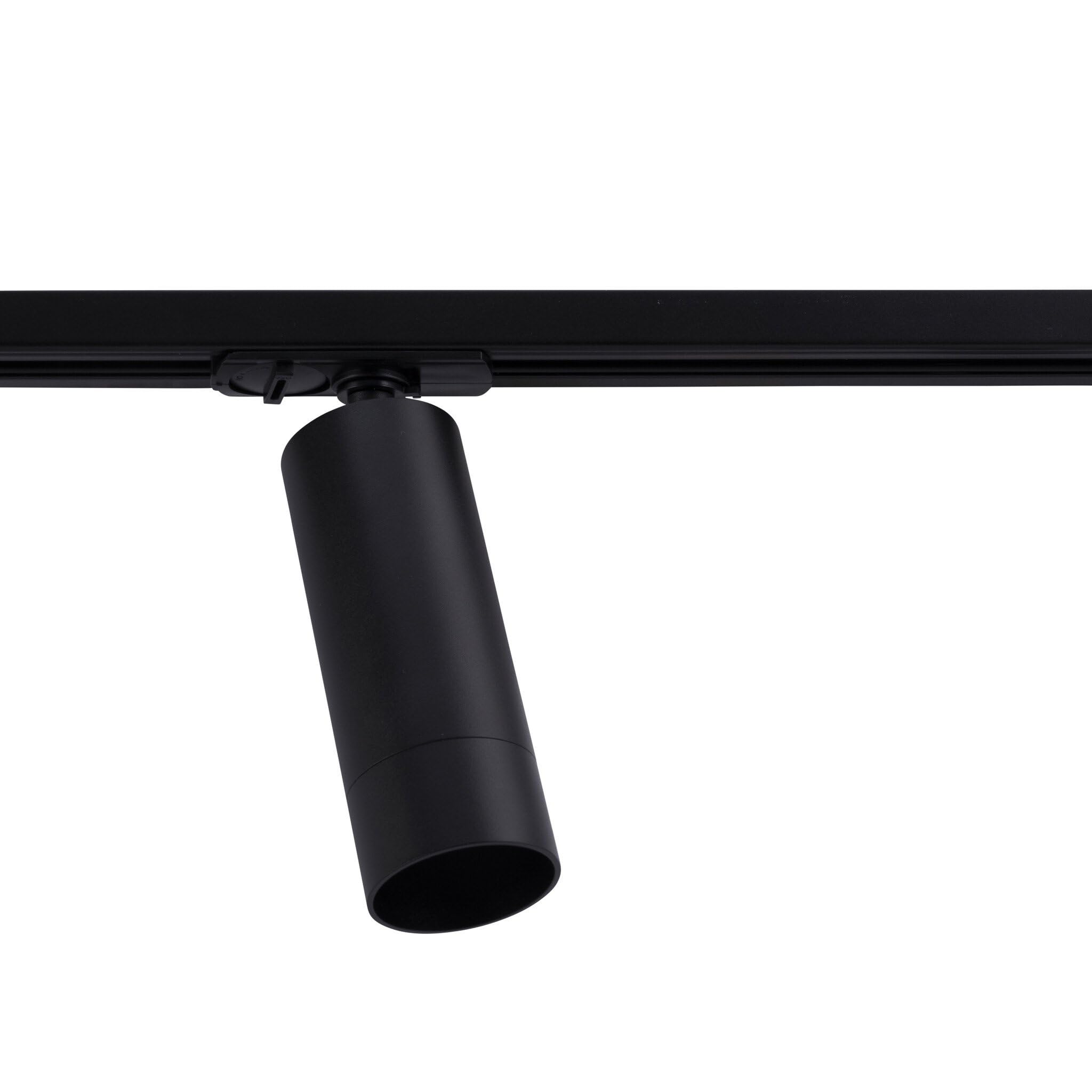 Ledvion - Foco de Carril, Carril Monofasico, Solo foco de riel monofásico, Negro, 1x Foco de techo Orientable GU10, Lampara techo, plafon led techo cocina, luces led, focos led interior techo