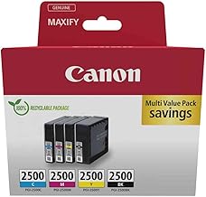 Canon PGI-2500 Genuine Ink Cartridges, Pack of 4 (Black, Cyan, Magenta, Yellow) - Cardboard Multipack