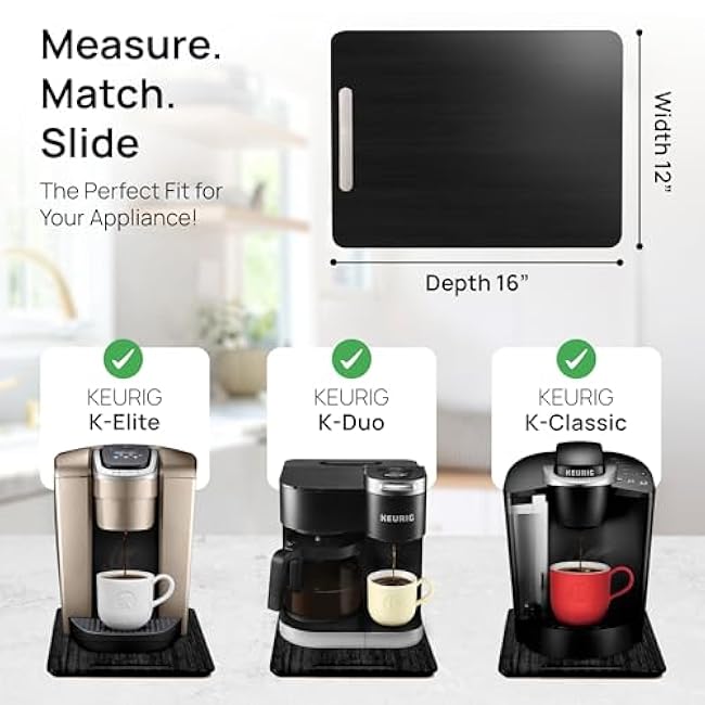 Ibyx Elegant Sliding Tray for Your Coffee Maker & Heavy Kitchen Appliances - Sturdy, Slides Easily from Under The Cabinet (Black, 12¡±W x 16¡±D)
