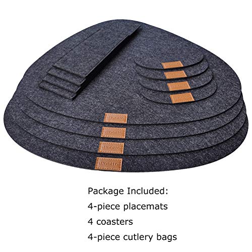 Woollo Verdicken Filz Platzsets(4er Set),Verschleißfest Tischsets,Waschbare Platz-Matten rutschfeste,Hitzebeständige… - Image 4