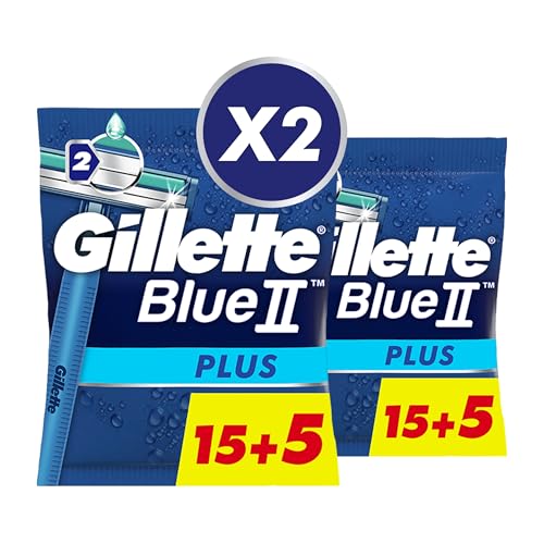 Gillette Blue Ii Plus Rasoirs Jetables Homme, Le paquet de 20 rasoirs (Lot de 2)
