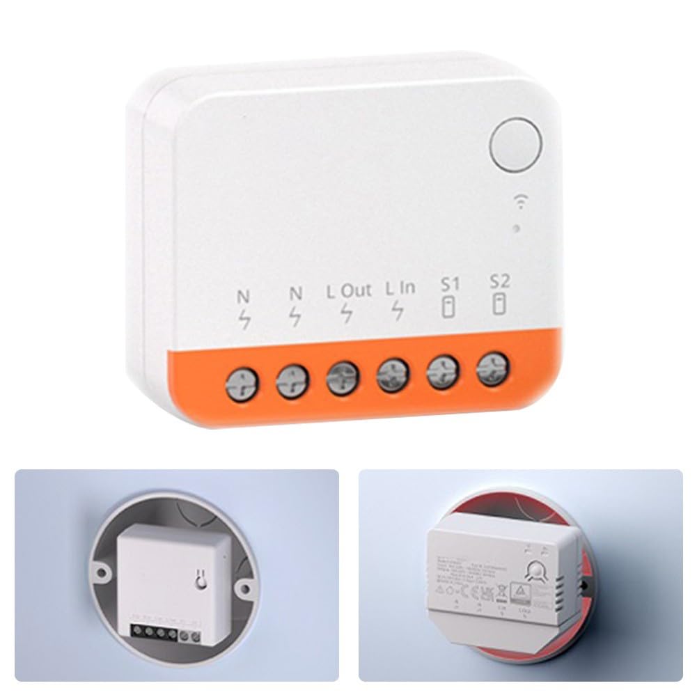 4 interruttori intelligenti MINIR4 a 2 vie, con funzione timer, relè Wi-Fi per prese da incasso, controllo tramite app, compatibile con pulsante e apriporta, 10 A, 2400 W, certificato CE TÜV