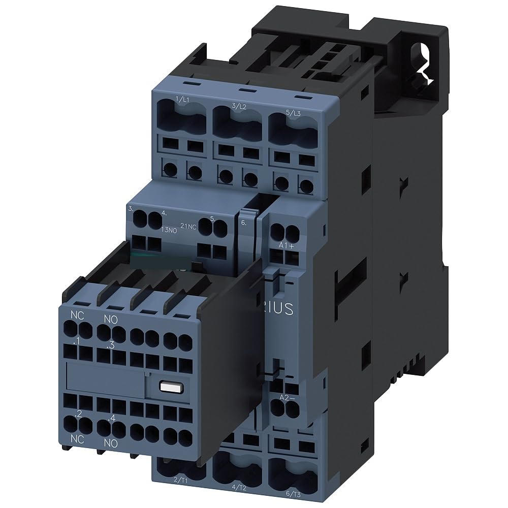 WPOIYHGBY Contactor AC-3 32 A/15 kW/400V 3-Pole 24V DC 2NO+2NC Spring-Loaded Connector 3RT2027-2BB44