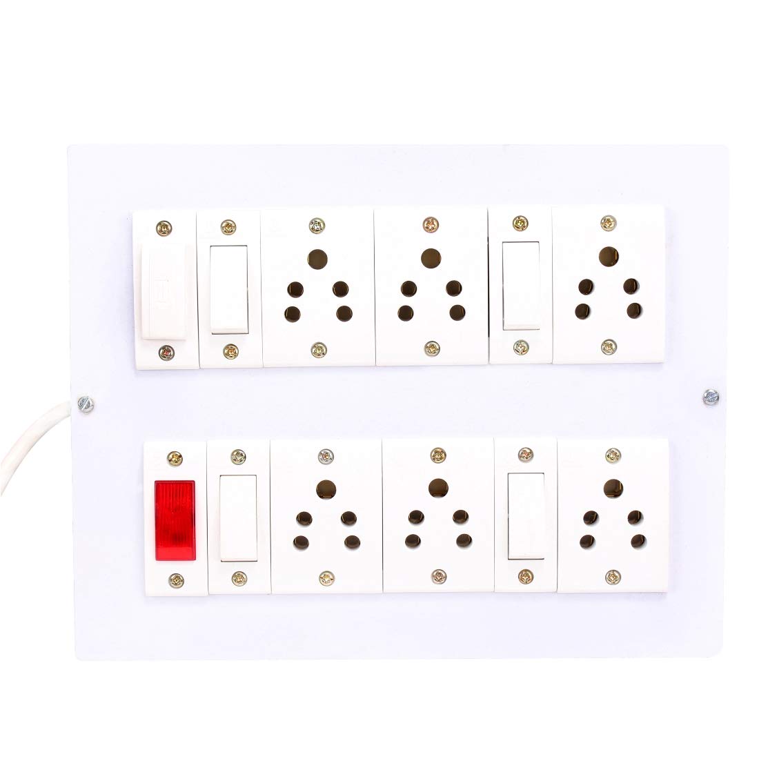 Mr.BAHUL Anchor Assembled Board Contains 6 Sockets(5 Amp),4 Switch(5 Amp) with 4 Metre Chord Surge Protector (White)-image-39