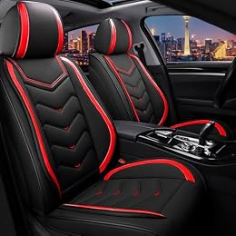 CTDS Car Seat Covers for Dodge Charger 2006-2024, Stylish Sport Seat Cover, Premium Nappa Leather Car Seat Cover. Automobile Seat Covers Sets.(Standard 2 Seats/Black Red)