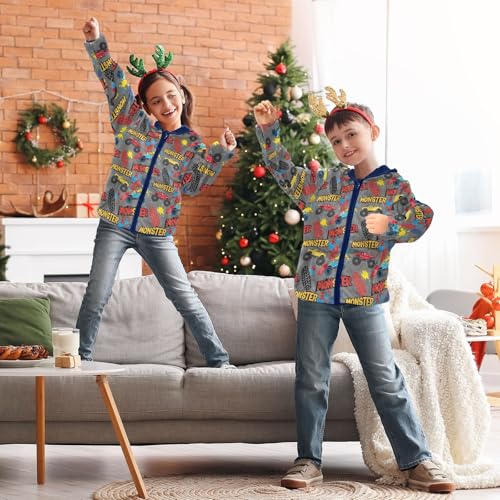 CHIFIGNO Colorful Trucks Toddler Snow Jacket Soft Winter Coats for Boy 3T 5