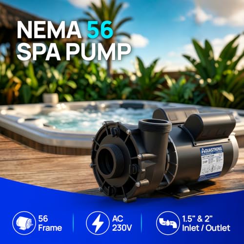 Image of Aquastrong Spa Pump, 2HP Dual Speed Hot Tub Pump, 56 Frame, Up to 10,111 GPH, 230V Durable Motor, Easy Installation, Compatible with Most Hot Tubs & Spa Systems