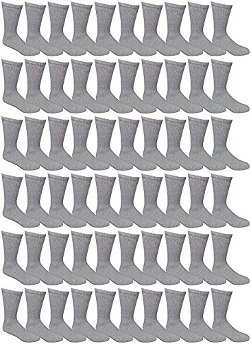 SOCKS'NBULK 60 Pairs Mens Wholesale Bulk Sports Crew, Athletic Socks Case Pack Options, 13-10 (Gray Crew)2