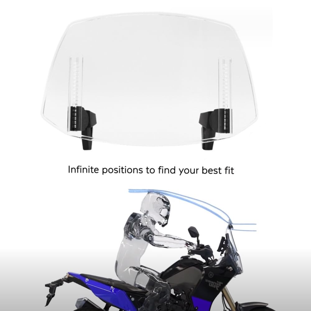 Shkalacar Extension de Pare-Brise de Moto,Universel Déflecteur de Pare-Brise Réglable à Clipser, pour la Plupart des Motos Tout-Terrain avec Pare-Brise
