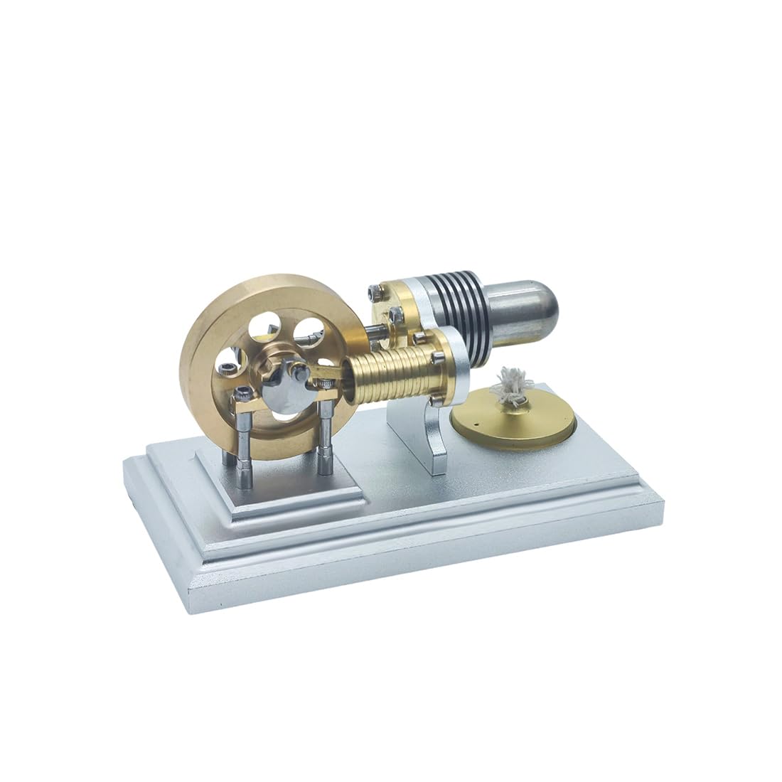 Joytopiaminds J06c Stirling Engine Model Kit, Mini Brass & Aluminum Construction Γ-Type Horizontal Hot Air Stirling External Combustion Engine For Stem Education & Science Demonstration