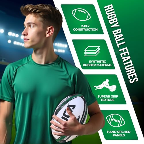 Image of LUCA Rugby Ball Sizes 3, 4 & 5 Hand Stitched Super Grip 3-Ply Construction