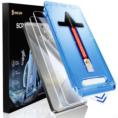 MAGIC JOHN 2 Pack for Samsung Galaxy S24 Plus/ S24+ (6.7 inch) Tempered Glass Screen Protector Auto Dust-Elimination Installation Bubble Free HD Clear Shock-Resistant