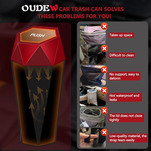 Image of Car Trash Can with Lid - 2-Pack, Interior Accessories for Vehicles, Leakproof Garbage Can with 30 Detachable Trash Bags, Multipurpose Organizers and Storage Solutions for Home and Office