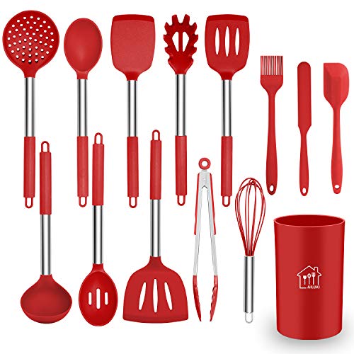 Silicone Cooking Utensil Set, AILUKI Kitchen Utensils 14 Pcs Cooking Utensils Set,Non-stick Heat