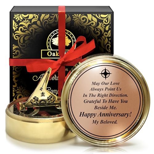 OakiWay Anniversary Sundial Compass Gift for Him or Her - Unique Gift Ideas for Husband or Wife,...