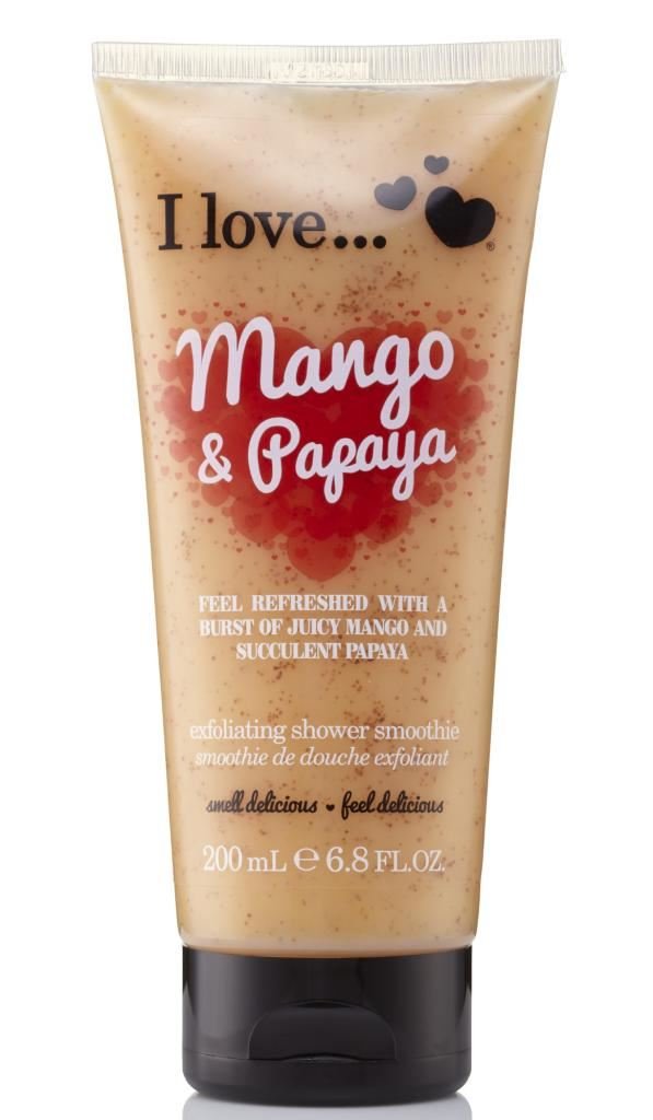 I LOVE Raspberry and Blackberry Exfoliating Shower Smoothie - Exfoliating Body Scrub and Body Wash - Cleanse and Soften Skin - Fruity Scent - 6.8 oz