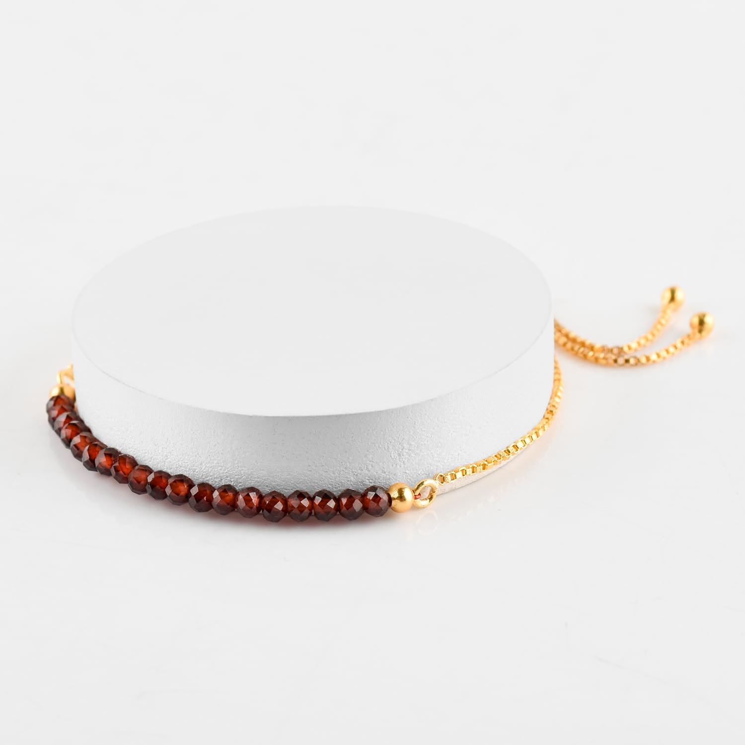 InfinityGemsArt Gemstones Bracelets For Women Birthstone Jewelry Micro Beads Beaded Stone Bolo Slider Crystals Bracelet, 14K Gold Plated Adjustable Chain - Image 2