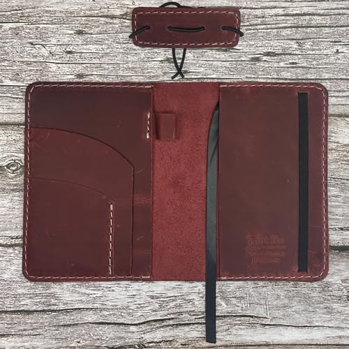 Thot Ra Leather Cover for Field Notes, Passport Cover, Leather Notebook Cover for 3.5" x 5.5" with Pen Holder, Only Cover (Wine) by Thot Ra - Image 3