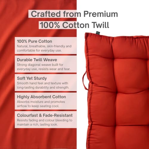 Image of SKANDA FAB Low Seating Cushion -100% Cotton Twill,Hand-Plotted Microfiber Filling,Floor Cushion with 2 Back Support Cushions - Ideal for Living Room,Balcony,Lounge- 80x120 Terracotta (Pack of 1),Red