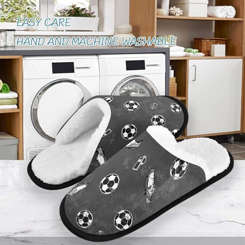 visesunny Football Pattern Cozy Fuzzy Mens Womens Memory Foam House Slippers Plush Fleece Indoor Outdoor Slipper3
