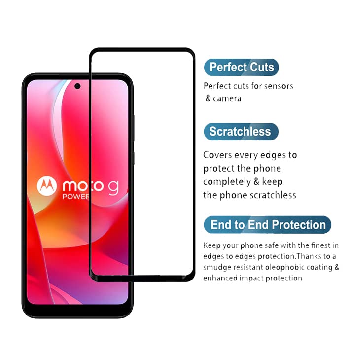 Image of Screen Protector for Motorola Moto G Power (Black) Tempered Glass Edge-to-Edge 6D Screen Guard With Installation Kit