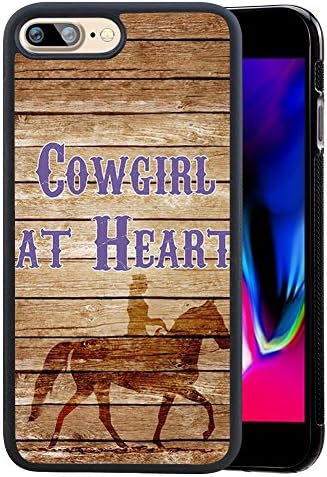 iPhone 8 Plus 5.5 inch Case, Cowgirl at Heart Riding Horse Design Hard PC Soft Silicone Protective Durable Shockproof Case for iPhone 7 Plus/iPhone 8 Plus 5.5"