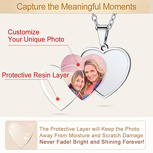 Custom4U Picture Necklace Personalized Custom Dog Tag/Disc/Heart Pendant Picture Jewelry Engraved Memory Chain with Photo Name Customized Photo Gifts for Men Women (Gift Box)4
