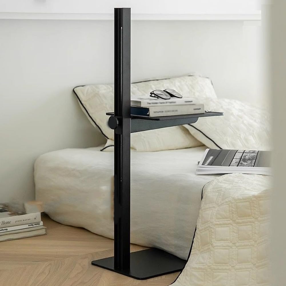 SXZenSpace Metal C-Shaped Side Table with Lifting Top,Snack Coffee End Adjustable Height,Couch Tables That Slide under for Living Room,Black