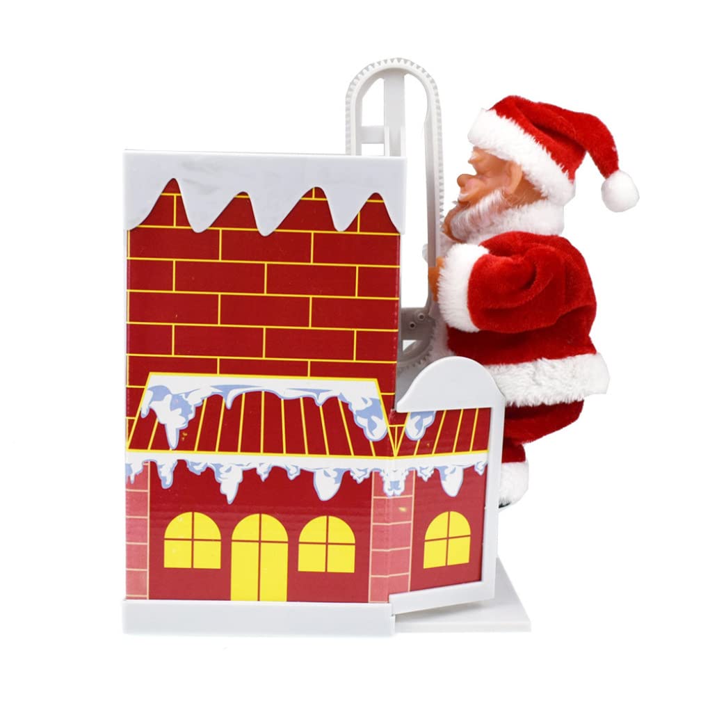 Dorccsi Electric Santa Claus Climbing Down and Down Chimney Xmas Santa Toy Battery Operated Music Doll Christmas Ornament Gift For Kids No Battery