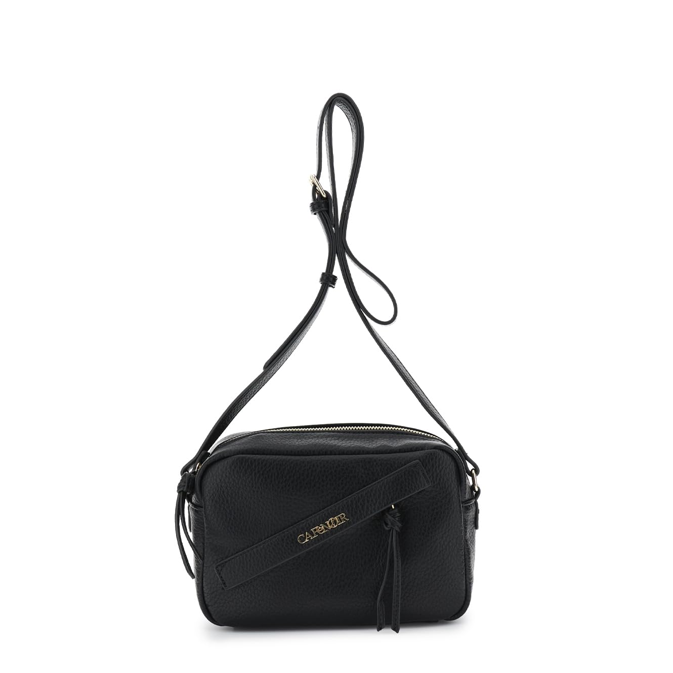 CAFèNOIR - Borsa a Tracolla Donna in Morbida Ecopelle a Grana Grossa, Tracolla Casual con Tasche Multiple e Zip Frontale, Borsello con Tiralampo a Nodo e Taschini Interni, Design Funzionale