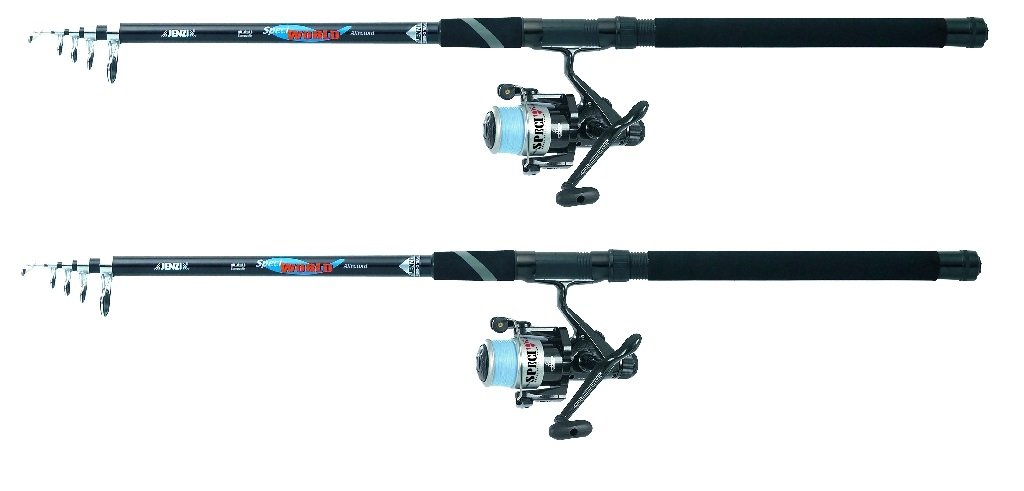 2 x Jenzi Allround Hecht Karpfen Zander Forelle Teleskoprute mit Rolle und Schnur NEU ! Angelset
