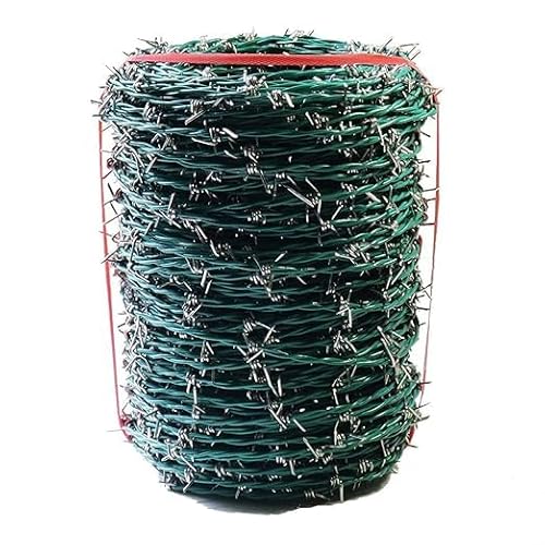 有刺鉄線 カラーバーブ #14(2.0mm)×100m PVC被膜 又釘60本&軍手付き 農作物保護 鳩/野良猫対策