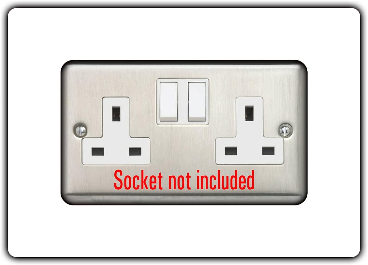 Double Socket Surround, Square Acrylic Back Panel Finger Plate, Decorative Frame for Neat and Tidy Finish, Font Colour:White