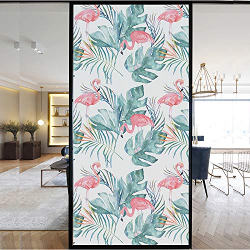 J4U Privacy Window Film Flower Decorative Window Sticker No Glue Static Window Cling Frosted Window Decals for Home/Office 31.5"x70.9"(80x180cm