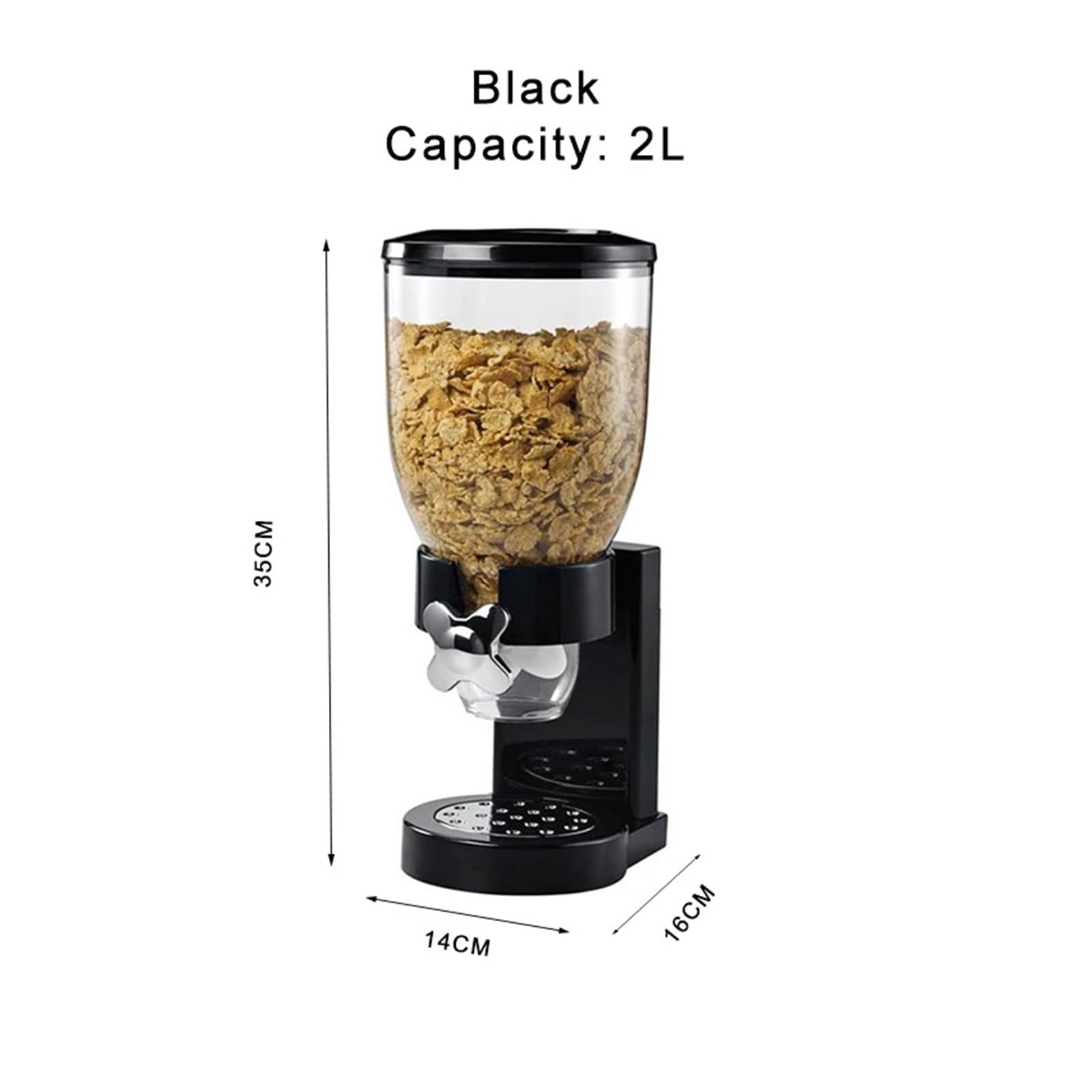 Contenitori for la conservazione degli alimenti di grande capacità for dei cereali for da cucina Per Cereali(Black 2L)