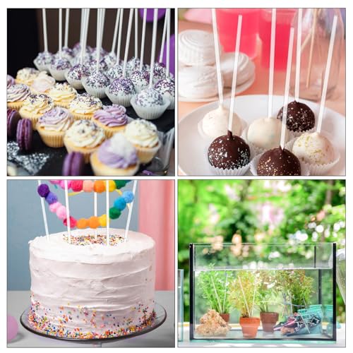 Image of 200 Pcs 8 Inch Clear Acrylic Rod 2 mm Clear-Acrylic Dowel Rods Cake Topper Sticks Clearly Round Plastic Rods Cake Dowels for Plant Stakes Curtain Pulls Retaining Rods Shower-Rod