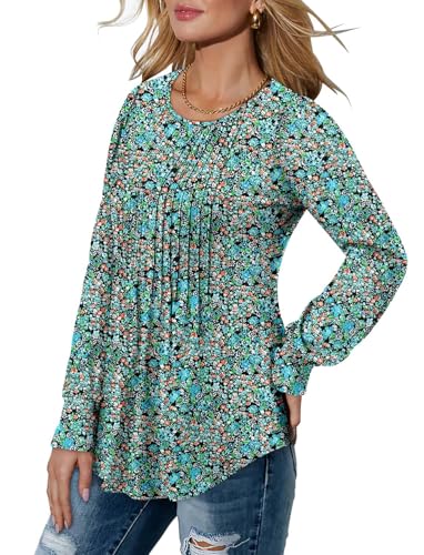 BETTE BOUTIK Long Sleeve Shirts for Women Fall Tops Dressy Blouses Crewneck Tunic Tops for Leggings S-3XL