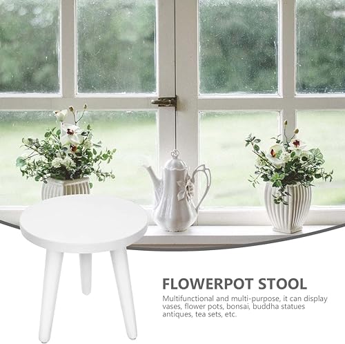 Image of WOOYNEX WOODEN Multifunctional Plant Stand - Modern Home Decor, Wood Planter Holder for Flower Pots, For Living Room Bedroom Balcony Indoor and Outdoor - Kids Stool-(White-a)