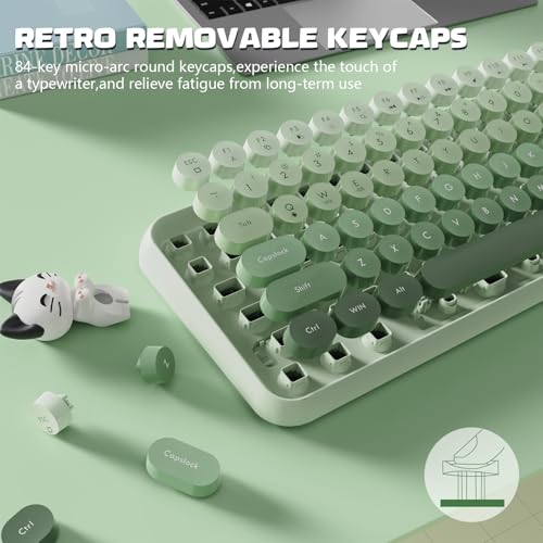 Teclado inalámbrico Bluetooth compacto de estilo retro con panel mate 4