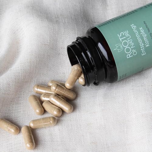 ROOTS OF NATURE Entspannungskomplex – 60 vegane Kapseln – Mit Baldrian, Melisse, Lavendel, Hopfen & Passionsblume