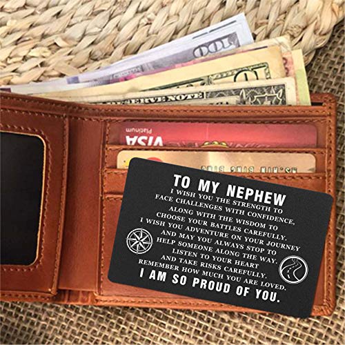ABNTY Gifts for Nephew, Nephew Graduation Gift, Inspirational Quote Message Nephew Wallet Card4