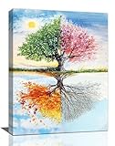 Funaluz Tree Wall Art Tree of Life Wall Decor Four Seasons Pictures Abstract Nature Canvas Print Painting Artwork for Bathroom Living Room Bedroom 12'x16'