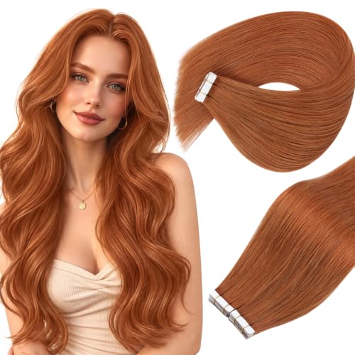 Ve Sunny Tape in Hair Extensions Human Hair Copper Orange 20inch Silky