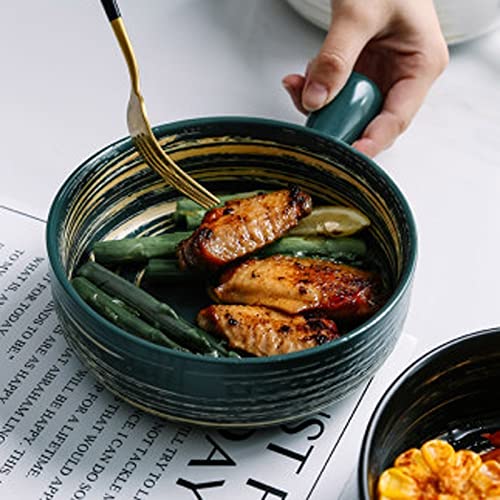 CFWSHJ Saladiers Bol de Cuisson en céramique créatif Japonais Peint à la Main, Bol à Salade de Fruits, poignée à Main, Four à Micro-Ondes, Fromage cuit au Four, Bols à Soupe de Cuisine