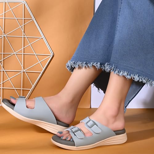 Image of Centrino Women's Sandals |Stylish Slip-On Sandals for Ladies| Elegant & Trendy Design|Double Buckle Adjustable Straps Slide Footwear|Light Weight and Comfortable|Flip Flops for Ladies (9323)