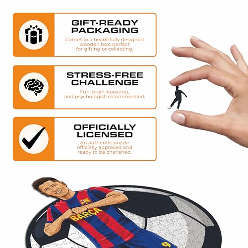 Iconic Puzzles, Barcelona, Lewandowski, Officially Licensed Wooden Puzzle, 100% Sustainable - Image 2