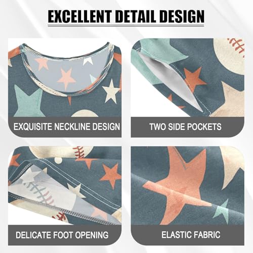 senya Short Sleeve Pajamas Sets Summer Cotton Sleepwear Multicolor Stars Baseball4