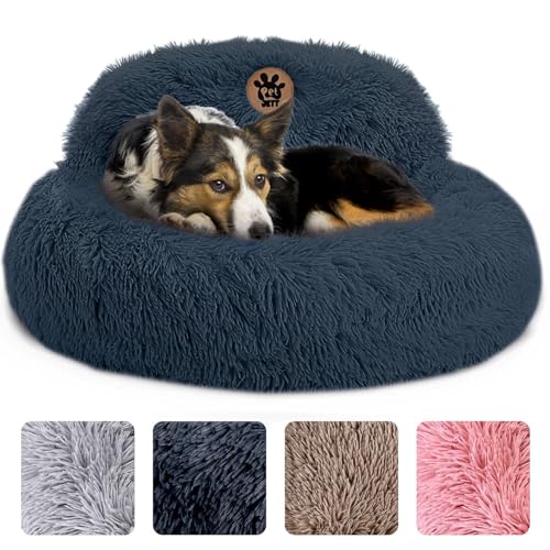 PetJett Calming Dog Bed Medium Size Dog - 30'' Donut Bed, Washable Dog Bed, Anti-Slip & Super Soft...